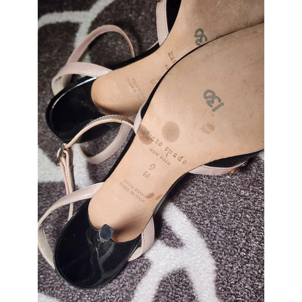 KATE SPADE NEW YORK Lydia Jewel Pumps Pink Black T Strap Size 9 M EUC